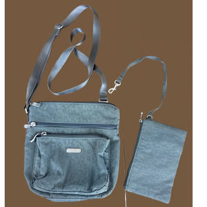 Baggallini Crossbody Small Bag Gray Nylon Adjustable Strap w Coin Purse Wallet